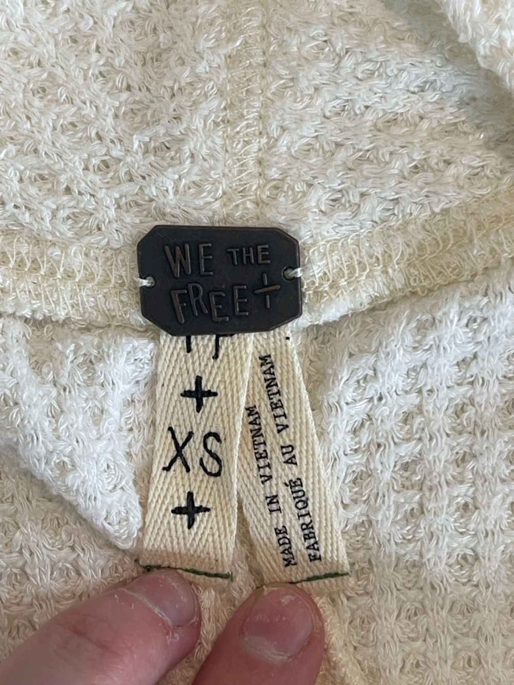 Free People Women's Waffle Knit Long Sleeve Top XS - NWT Slide Slits, Boho - Picture 5 of 13